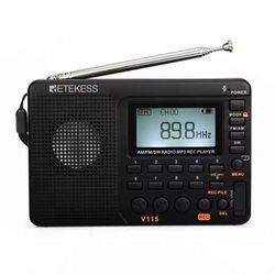 Portable Multi Band Rechargeable Radio With USB Recorder black