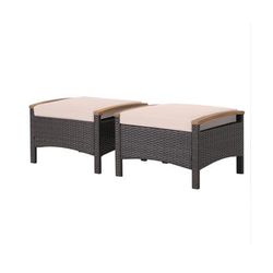 Outdoor Set Wicker Patio Ottoman Foot Rests With Cushion, Fade Resistant PE Rattan Stool For Backyard, Deck, Porch Outdoor Set Wicker Patio Ottoman Foot Rests With Cushion, Fade Resistant PE Rattan Stool For Backyard, Deck, Porch