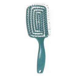 Elastic Massage Comb & Hollow Out Hair Brush, Fast Blow Drying Detangling Tool For All Hair Types green