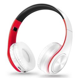 Gold Wireless Bluetooth Headphones For Men Gift, Stereo Headset With Built in MIC & 3.5mm AUX Jack For IPhone Samsung white Red