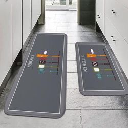 Multi Purpose Sponge Water Absorption Mat Anti Slip Kitchen Bathroom Floor Mat, Machine Washable grey 15mmx47 Inch