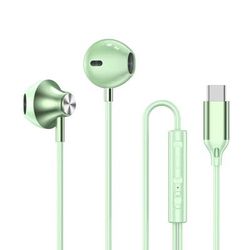 HiFi USB C Wired Earbuds With Mic In Ear Stereo Headphones For Samsung Galaxy S24 S23 S22 Ultra green Type C