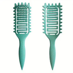 3 In 1 Curl Define Styling Brush, Hair Comb For Tangled Hair, Hollow Out Brush For Shaping Defining Curls 1pc Green