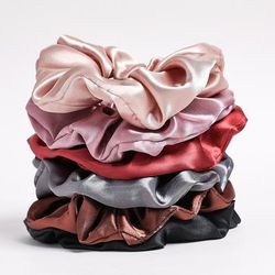 Soft Velvet Scrunchies For Women, Pure Color Satin Large Scrunchie Set, No Tangle Hair Accessories set 4