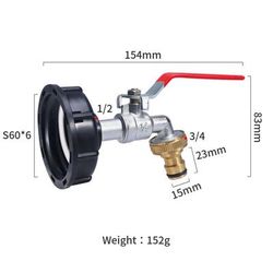 Metal Hose Coupling & Water Pipe Fitting Durable IBC Tank Tap Connector For Garden & Home Use silver2 1 2