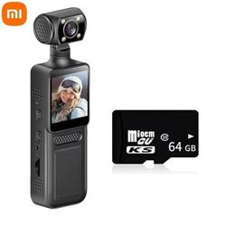 Xiaomi 8K HD Pocket Camera 180 Rotating Mini Handheld Camera With Night Vision For Outdoor Sports & Travel camera And 64gb Card