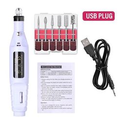 Strong Function Nail Drill Machine Set Electric Nail Sander Gel Polish Remover Tool For Manicure Pedicure Acrylic Nail white