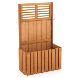 Premium Wooden Raised Garden Bed With Privacy Screen, Freestanding Outdoor Planter With Trellis, Hooks & Storage Shelf Premium Wooden Raised Garden Bed With Privacy Screen, Freestanding Outdoor Planter With Trellis, Hooks & Storage Shelf