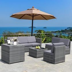 8 Piece Wicker Sofa Rattan Dining Set,Outdoor Patio Furniture With Storage Table,PE Rattan & Steel Frame,360 Lb Capacity 8 Piece Wicker Sofa Rattan Dining Set,Outdoor Patio Furniture With Storage Table,PE Rattan & Steel Frame,360 Lb Capacity