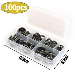 Rubber Oil Drain Plug Gasket Kit Universal Drainage Bolt Pad & Replaceable Washer Seal Set For Cars 100pcs