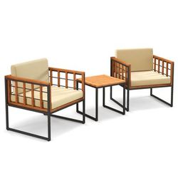 Outdoor Patio Chair Set With Soft Cushions, Acacia Wood Sofa Set For Deck, Garden, Porch & Poolside Relaxation Outdoor Patio Chair Set With Soft Cushions, Acacia Wood Sofa Set For Deck, Garden, Porch & Poolside Relaxation