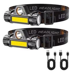Rechargeable LED Headlamp With Magnetic Base And Waterproof Design 2pcs