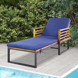 Adjustable Cushioned Patio Chaise Lounge Chair With 4 Level Backrest, Heavy Duty & Comfortable Adjustable Cushioned Patio Chaise Lounge Chair With 4 Level Backrest, Heavy Duty & Comfortable