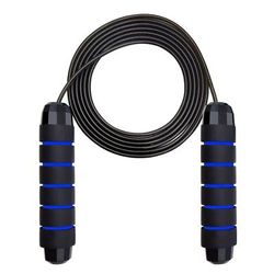 Ball Bearings Adjustable Tangle Free Speed Wire Jump Rope Workout & Slim Body Fitness Rope With Foam Handles blue