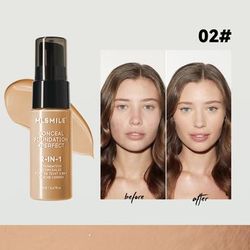 Powder Foundation, Long Lasting Waterproof, Moisturizing Sweat Resistant Coverage, Easy To Open, Oil Control Concealer 02