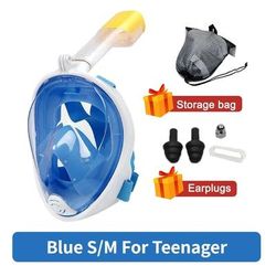 Full Face Snorkeling And Diving Mask With Anti Fog Design For Kids And Adults blue S m