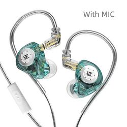 HiFi Wired Headphones Dynamic In Ear Monitor, Bass Stereo Headset For Game & Music, Noise Cancelling Earplugs cyan Mic
