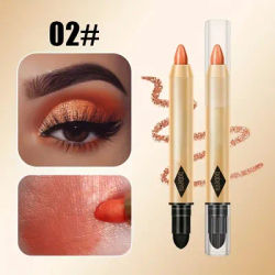 Metallic Double head Eyeshadow, Diamond Shimmer Highlighter Stick, Ultra Pigmented Long Lasting Pencil 02