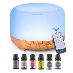 500ml Ultrasonic Essential Oil Diffuser With Remote Control And LED Light For Home Or Office yellow Wood Oils
