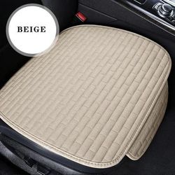 Breathable Flax Car Seat Cushion Front And Rear Auto Seat Protectors With Non Slip Backing a beige