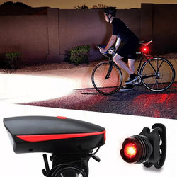 Super Bright USB LED Bike Light Rechargeable Headlight & Taillight Set, Waterproof, Loud Horn, Super Bright USB LED Bike Light Rechargeable Headlight & Taillight Set, Waterproof, Loud Horn,
