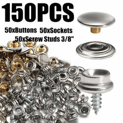 150PCS Stainless Steel Marine Snap Fastener Kit Boat Canvas Cover Button & Socket Set With Screws For Upholstery, Tents 150PCS Stainless Steel Marine Snap Fastener Kit Boat Canvas Cover Button & Socket Set With Screws For Upholstery, Tents
