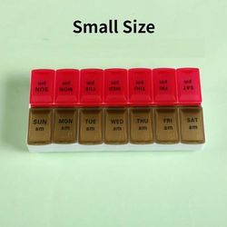 New Weekly Pill Organizer, Portable 7 Day Travel Pill Case With 14 Grids For Vitamins, Medicine & Fish Oil Tablets red brown S