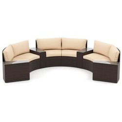 Outdoor PE Rattan Patio Furniture Set With Half Moon Curved Sofas & Side Tables, All Weather Sectional For Backyard Outdoor PE Rattan Patio Furniture Set With Half Moon Curved Sofas & Side Tables, All Weather Sectional For Backyard