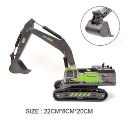Alloy Tractor & Excavator Toy Set For Boys, Diecast Engineering Vehicle, Bulldozer, Mini Crane Truck green Excavator