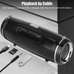 Bluetooth Speaker Wireless Waterproof Outdoor Stereo Bass USB TF Strap black