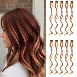 Colorful Curly Hair Extensions, Synthetic Long Hairpiece For Girls, Women & Kids (Perfect Party Wig) coffee 22 Inches