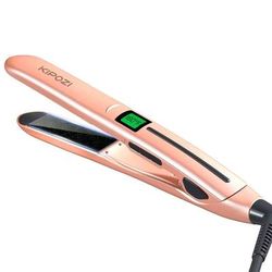 Titanium Digital Flat Iron With LCD Display And Dual Voltage For Smooth Styling gold