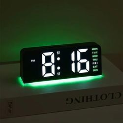 Modern LED Digital Alarm Clock With Temperature Display And Night Light Sleek Desktop Clock For Bedrooms & Offices white Shell green