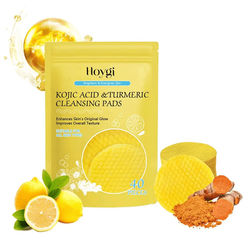 Turmeric Kojic Acid Cleansing Pads Exfoliating Facial Wipes For Bright, Clear Skin c