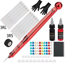 Complete Hand Poke Tattoo Kit Stick And Poke Pen Tool With Ink, Cups, Grommets, And Bandage Set For DIY Tattooing 2pcs15ml Red