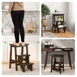 3 in 1 Rubber Wood Step Stool With Convenient Handle, Multi Functional & Anti Slip 3 in 1 Rubber Wood Step Stool With Convenient Handle, Multi Functional & Anti Slip