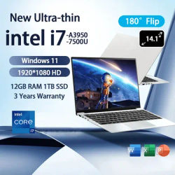 NEW 14.1'' Slim Office Laptop Intel i7-7500U Windows 11 12GB RAM 1TB 2TB SSD 1920*1080 Study Computer PC Intel A3950 NotebooK