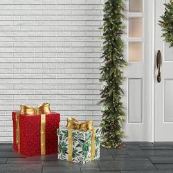 LED Mistletoe & Holly Gift Boxes - Holly - Frontgate - Outdoor Christmas Decor