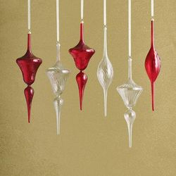Set of 6 Swirl Glass Finials - Clear - Frontgate
