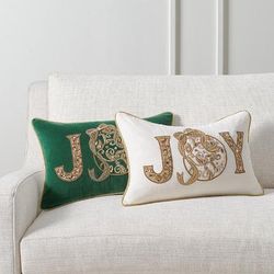 Beaded Joy Pillow Cover - Ivory - Frontgate