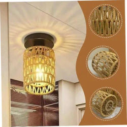 Lampes suspendues en rotin 1 lumières luminaire en rotin plafond suspendu lustres de ferme éclairage Boho abat-jour en osier tissé à la main