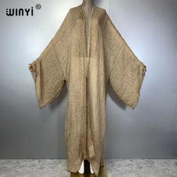 WINYI imprimé géométrique kimono caftan maillots de bain Cardigan robe de soirée abaya dubaï luxe couvertures tenues de plage femmes robe longue