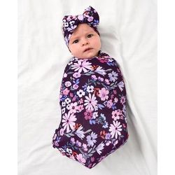 Violet Meadow Swaddle & Luxe Baby Girl Soft & Stretchy Bamboo Bow Headbands Set - OSFA