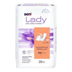 Seni Lady Moderate Bladder Control Pad 10 Inch Length Moderate Absorbency Super Absorbent Core One Size Fits Most (1222535_PK)