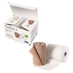 TwoPress 2 2 Layer Compression Bandage System 4 Inch X 7 Yard / 4 Inch X 8-9/10 Yard Self-Adherent Closure Tan / White NonSterile 40 mmHg (1086182_CS)