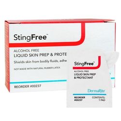 StingFree Alcohol-Free Liquid Skin Prep & Shield Skin Barrier Wipe Hexamethyldisiloxane / Decamethylcyclopentasiloxane Individual Packet NonSterile (7
