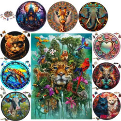 Léopard dans la forêt Puzzle décompressé en bois pour enfants adultes joli cerf Puzzle de haute qualité cerveau Twister jouets de fête