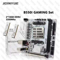 JGINYUE Mini ITX B550i GAMING Motherboard Set Ryzen R5 4000/5000 Series Processors 2*16GB=32GB 3200Mhz DDR4 RAM PCI-E 4.0 B550