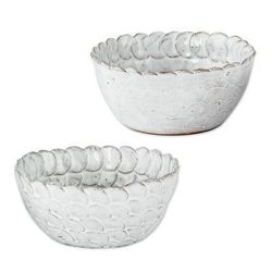 White Scales,'Hand Crafted Small White Ceramic Bowls (Pair)'