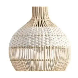 30CM lampe suspendue en rotin Mini lustre en rotin blanc tissé à la main Boho lampe suspendue en osier pour salle à manger salon cuisine